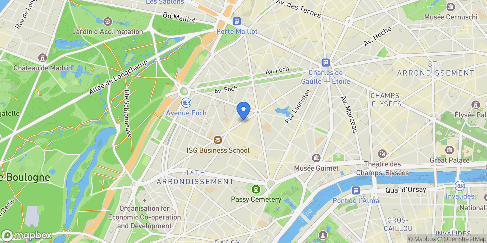 Map showing Av. Victor Hugo, Paris, France, Paris, Île-de-France, France.