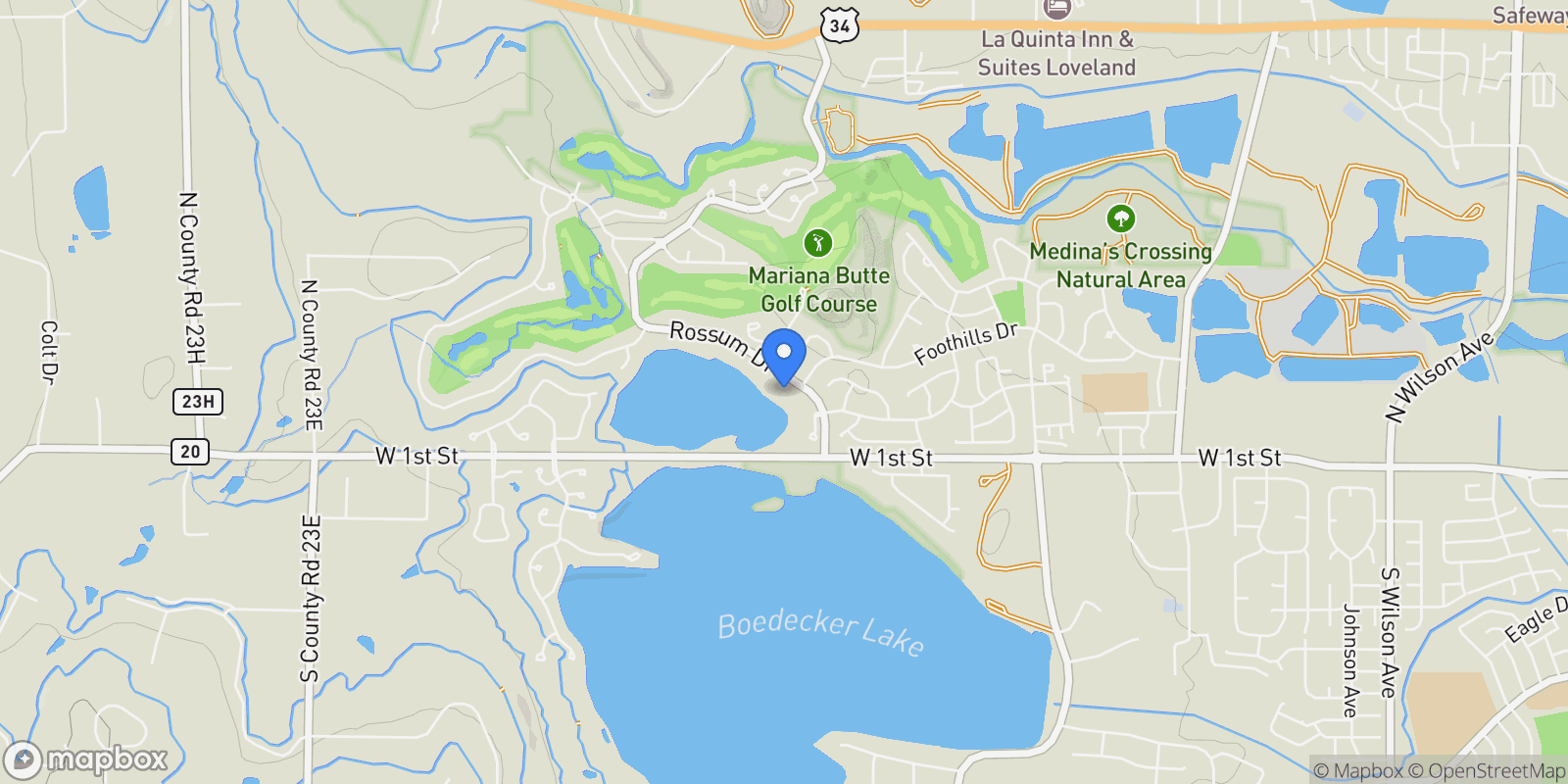 Map showing 263 Rossum, Loveland, CO, 80537, USA, Berthoud, Colorado, United States.