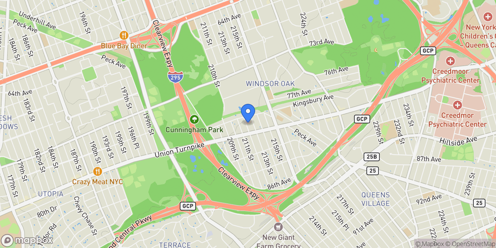 Map showing 79-27 212th Street , Oakland Gardens, NY 11364, New York, New York, United States.