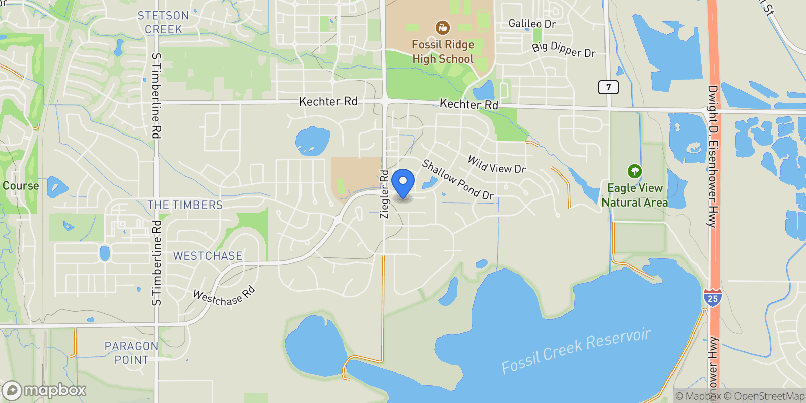 Map showing 3177 Kingfisher, Fort Collins, CO, 80528, USA, Fort Collins, Colorado, United States.