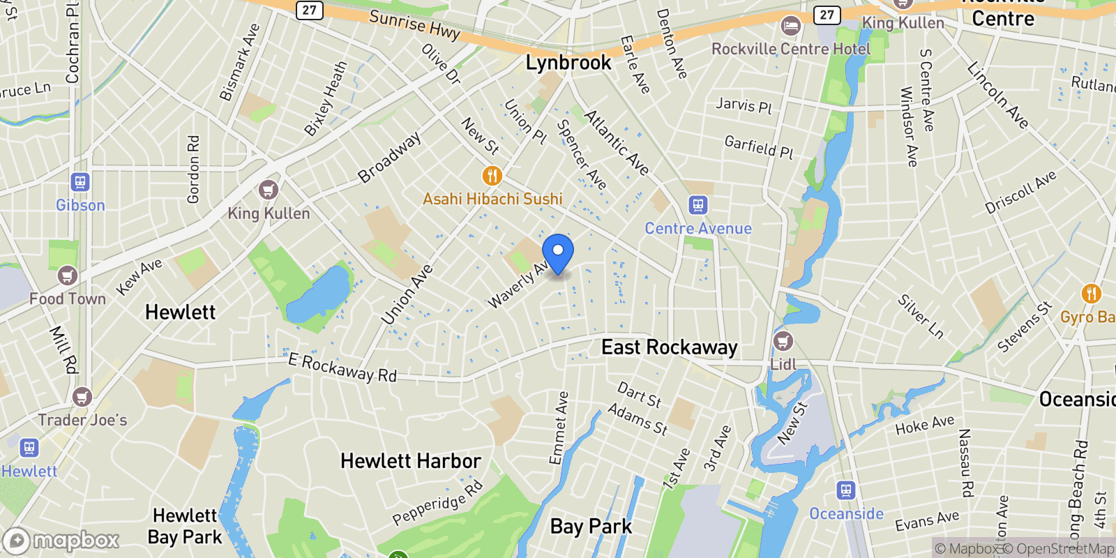 Map showing 10 Cornell Place , East Rockaway, NY 11518, East Rockaway, New York, United States.