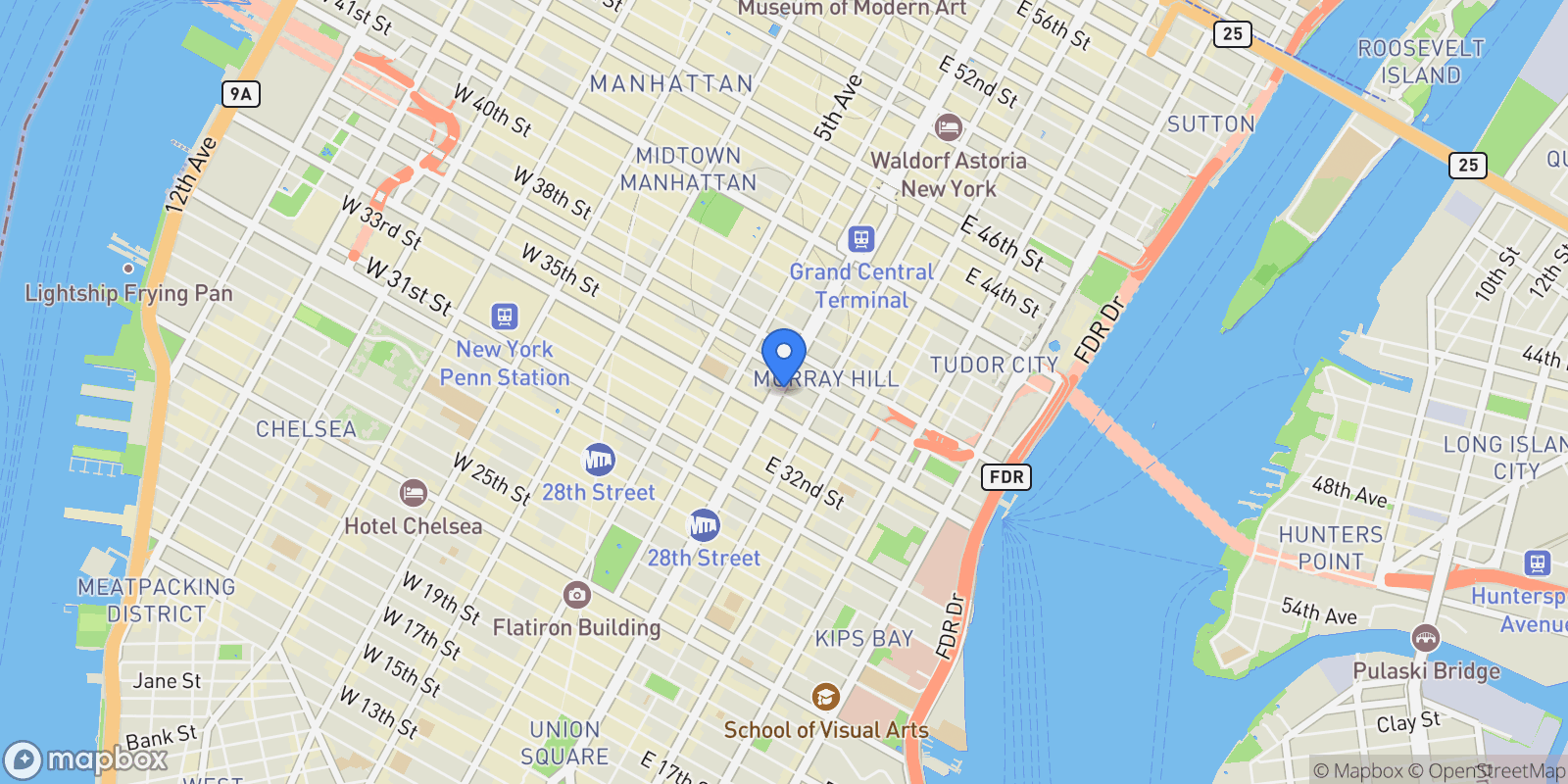 Map showing 23 Park Avenue, New York, New York, United States.