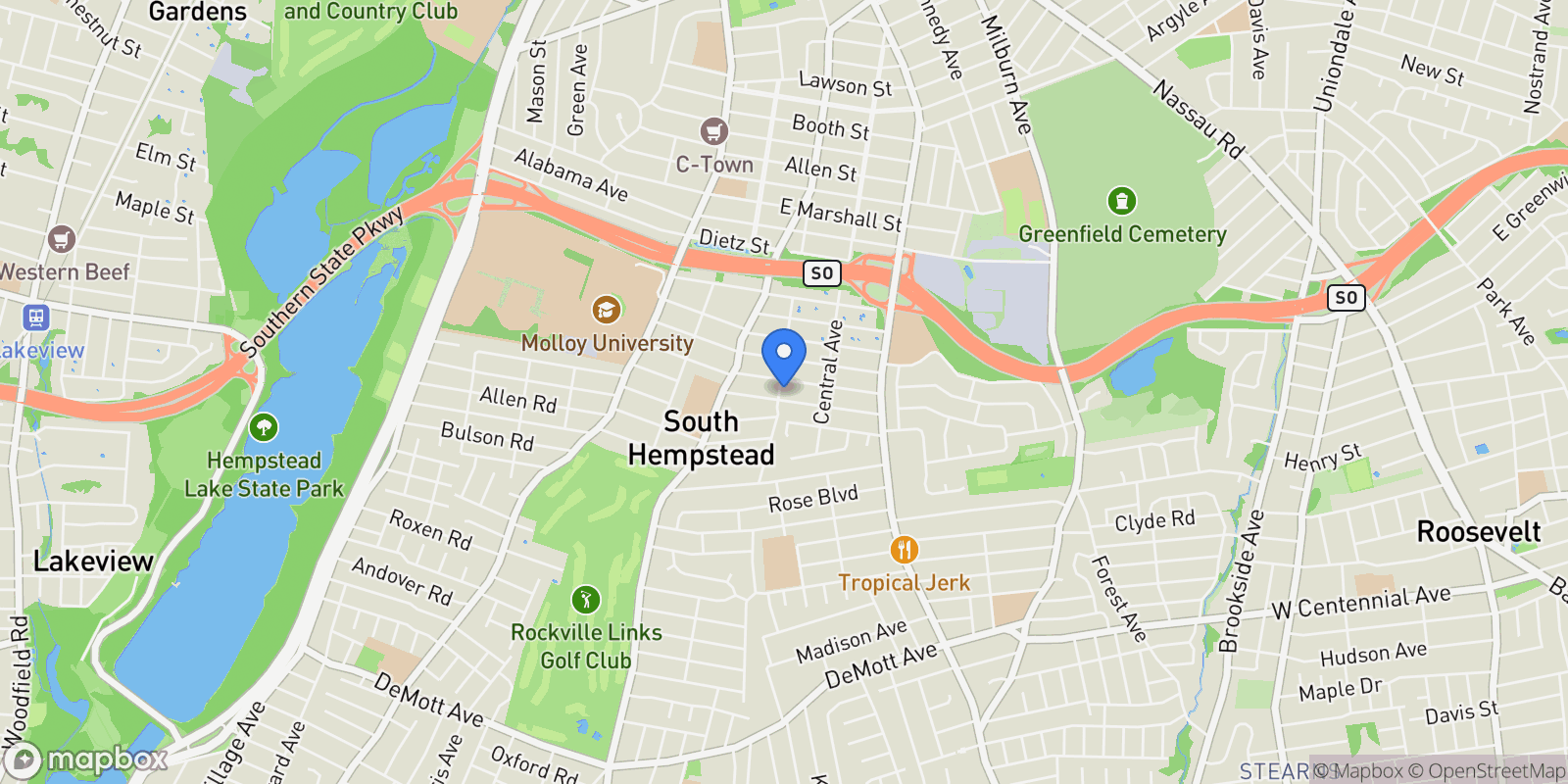 Map showing 1139 Webber Avenue , South Hempstead, NY 11550, Hempstead, New York, United States.