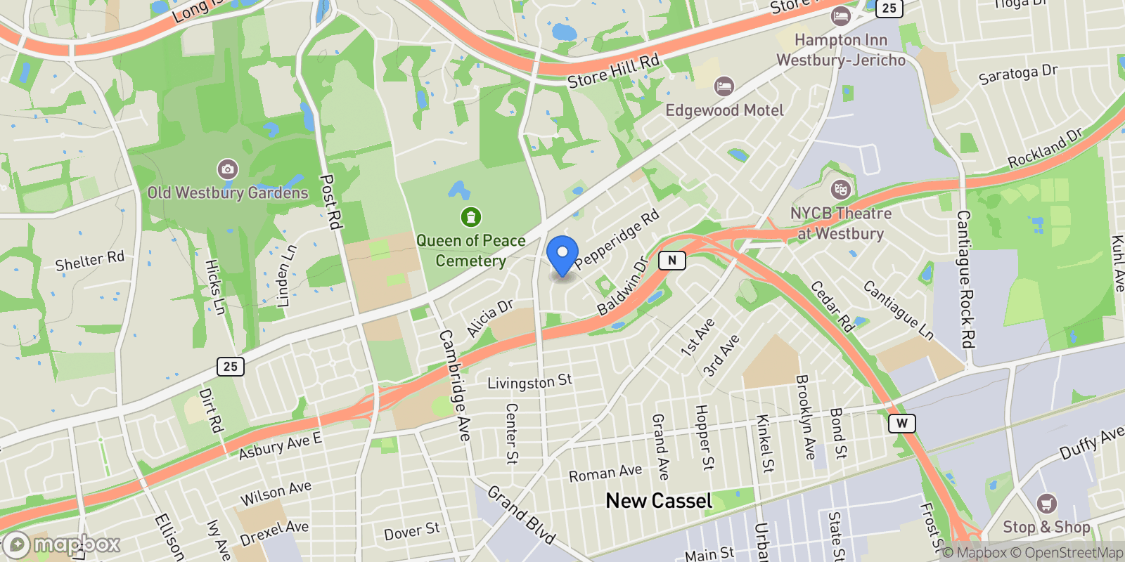 Map showing 816 Pepperidge Road, Westbury, NY 11590, Salisbury, New York, United States.