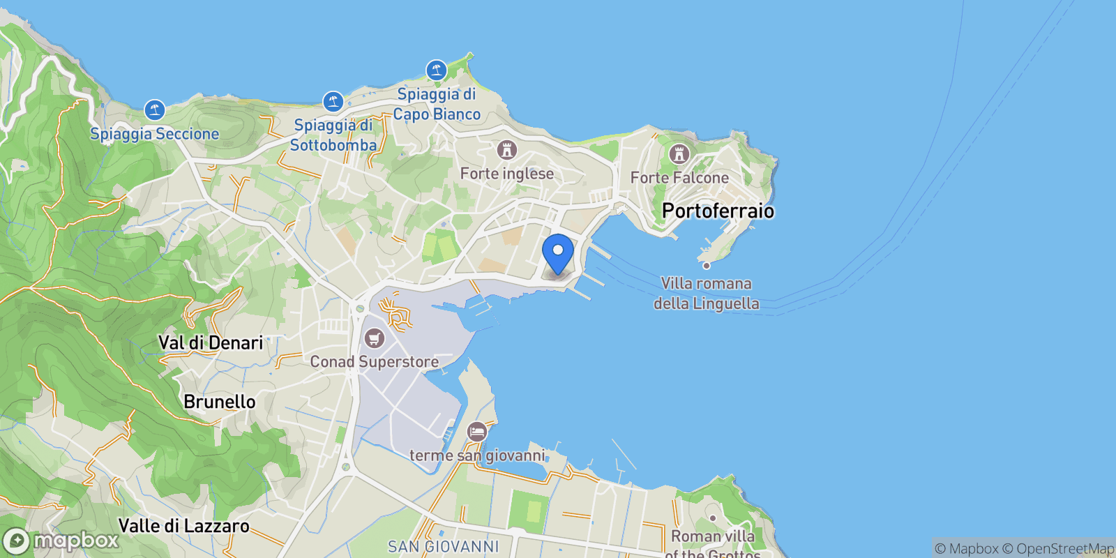Map showing 57037 Portoferraio, Province of Livorno, Italy, Portoferraio, Tuscany, Italy.