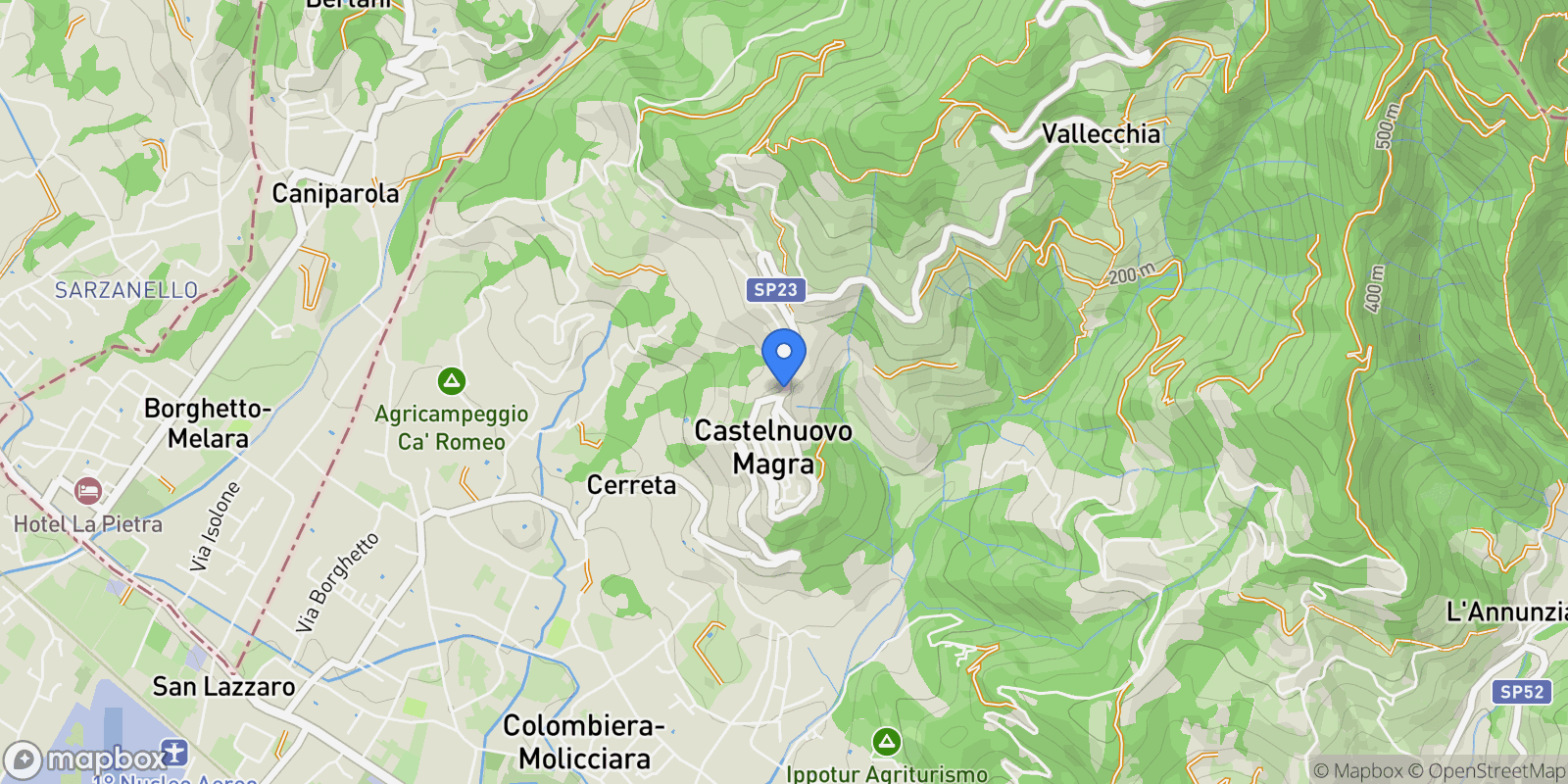 Map showing 19033 Castelnuovo Magra, SP, Italy, Castelnuovo Magra, Liguria, Italy.