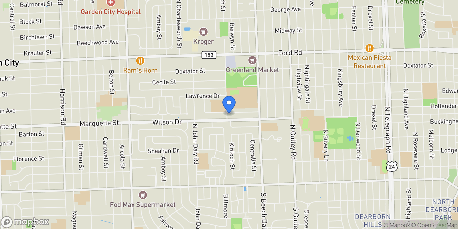 Map showing 26155 Timber Trail, Dearborn Heights, MI 48127, Dearborn, Michigan, United States.