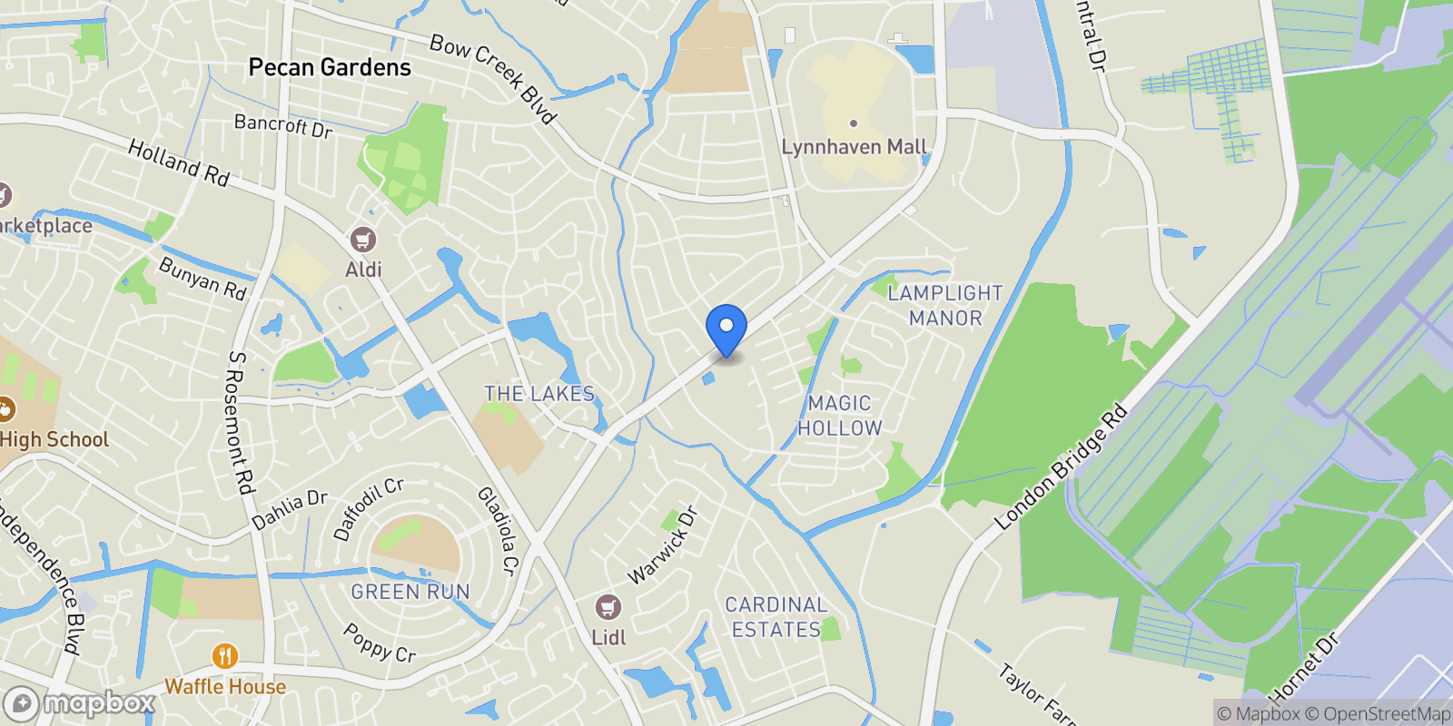 Map showing 996 Lynnhaven Parkway, Virginia Beach, Virginia, United States.