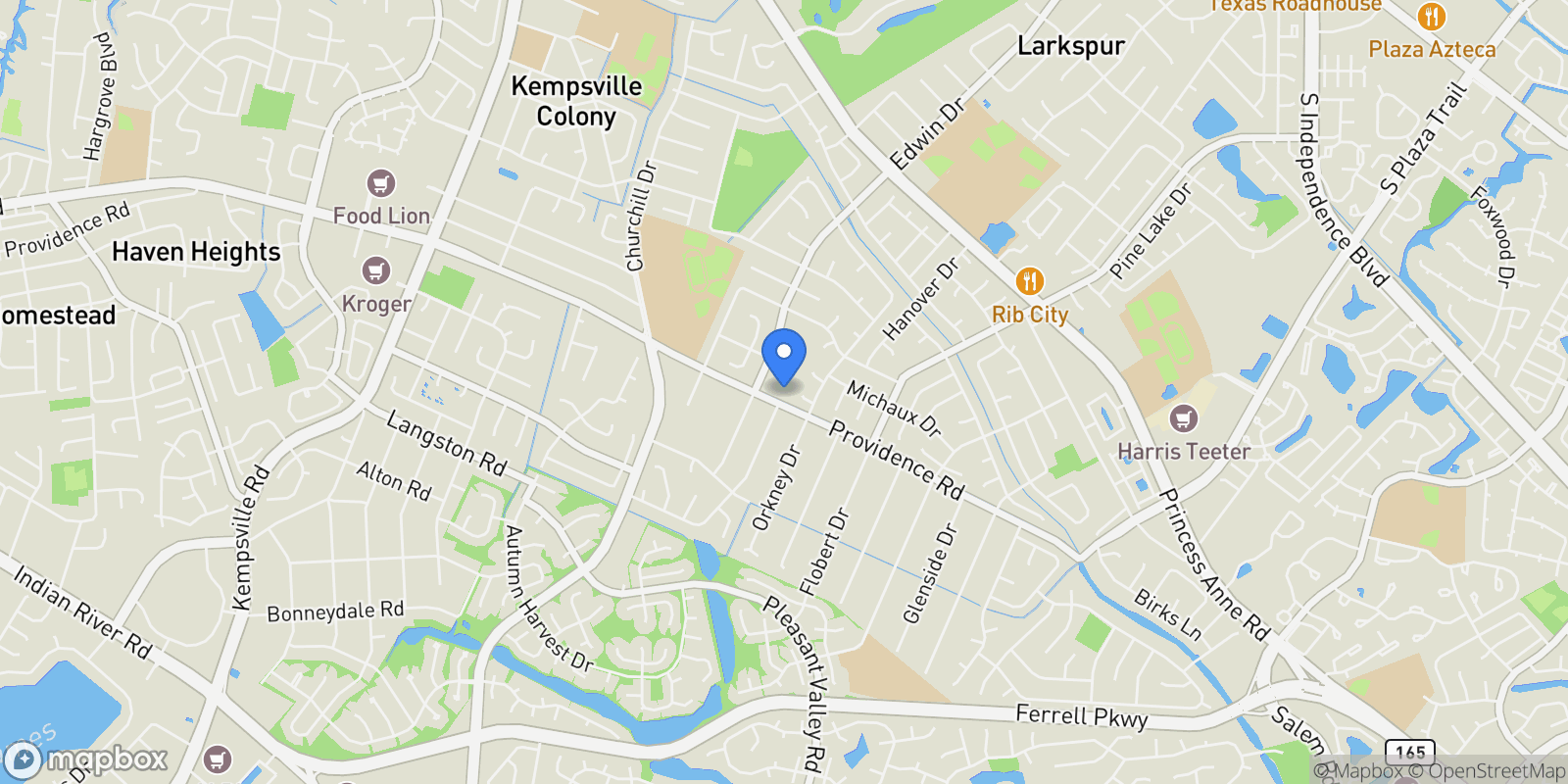 Map showing 992 Larkaway Court, Virginia Beach, Virginia, United States.