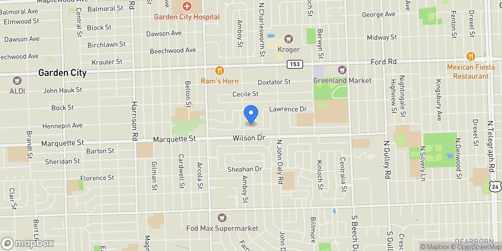 Map showing 1310 Plainfield Street, Dearborn Heights, MI 48127, Dearborn, Michigan, United States.