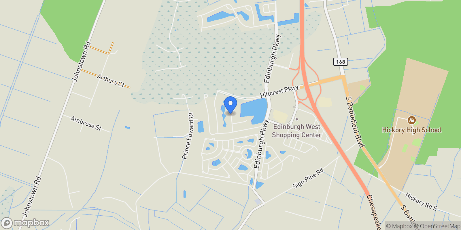 Map showing 1621 Water View Circle, Chesapeake, Virginia, United States.