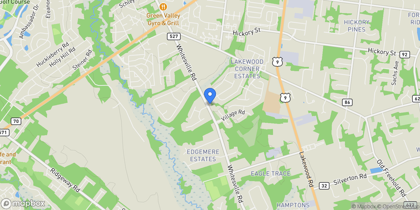 Map showing 1973 Whitesville Road, Toms River, New Jersey, United States.