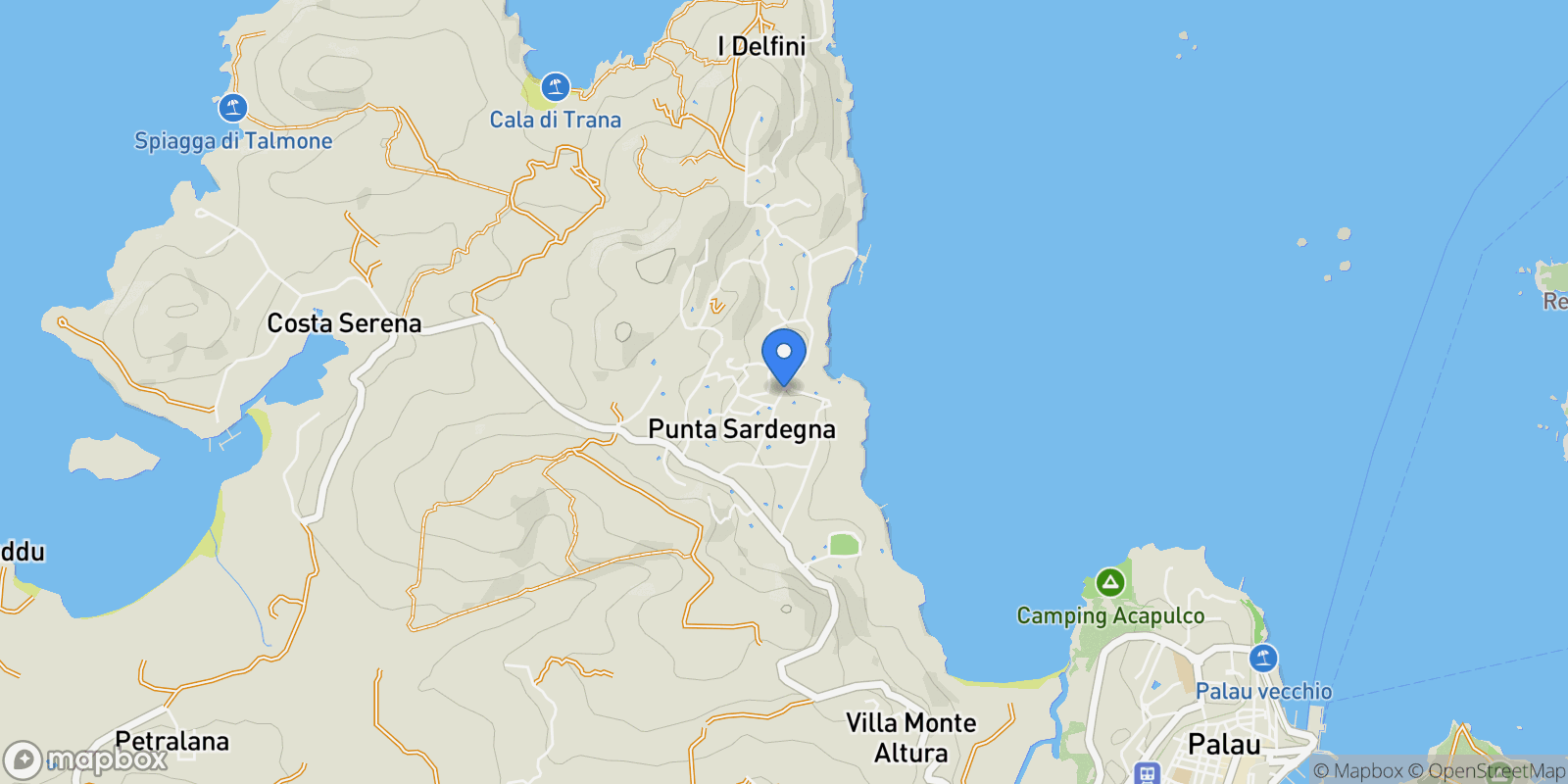 Map showing Loc. Porto Rafael, Punta Sardegna, Sardinia, Italy.
