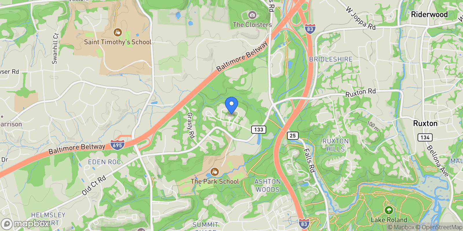 Map showing 5 TALL TREE COURT, Pikesville, Maryland, United States.