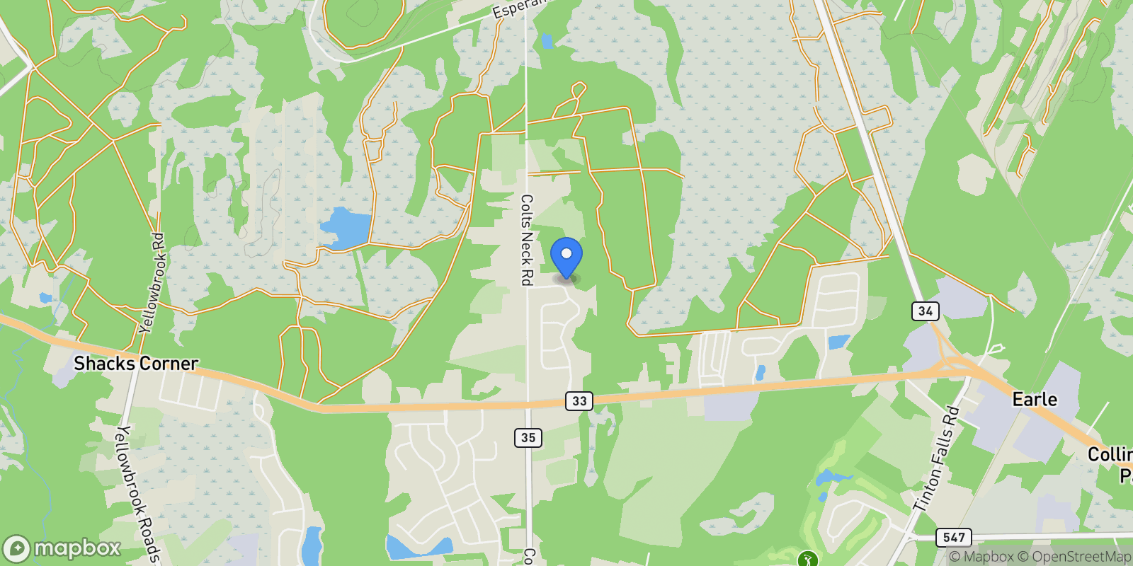 Map showing 54 Sanctuary Lane, Farmingdale, New Jersey, United States.
