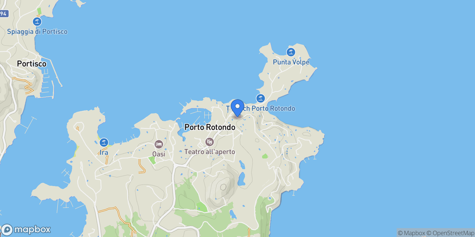 Map showing via punta lada, Porto Rotondo, Sardinia, Italy.