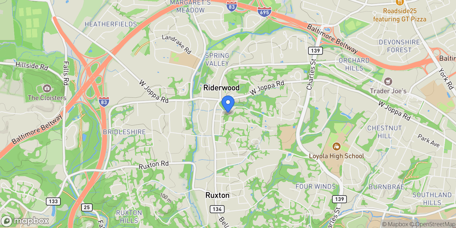 Map showing 1421 WINE SPRING, Towson, Maryland, United States.
