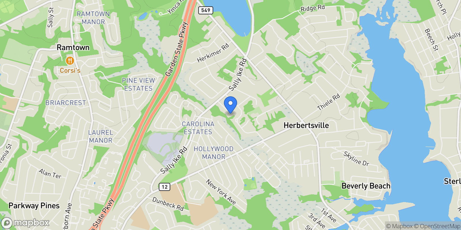 Map showing 720 Maidenstone Drive, Brick Township, New Jersey, United States.
