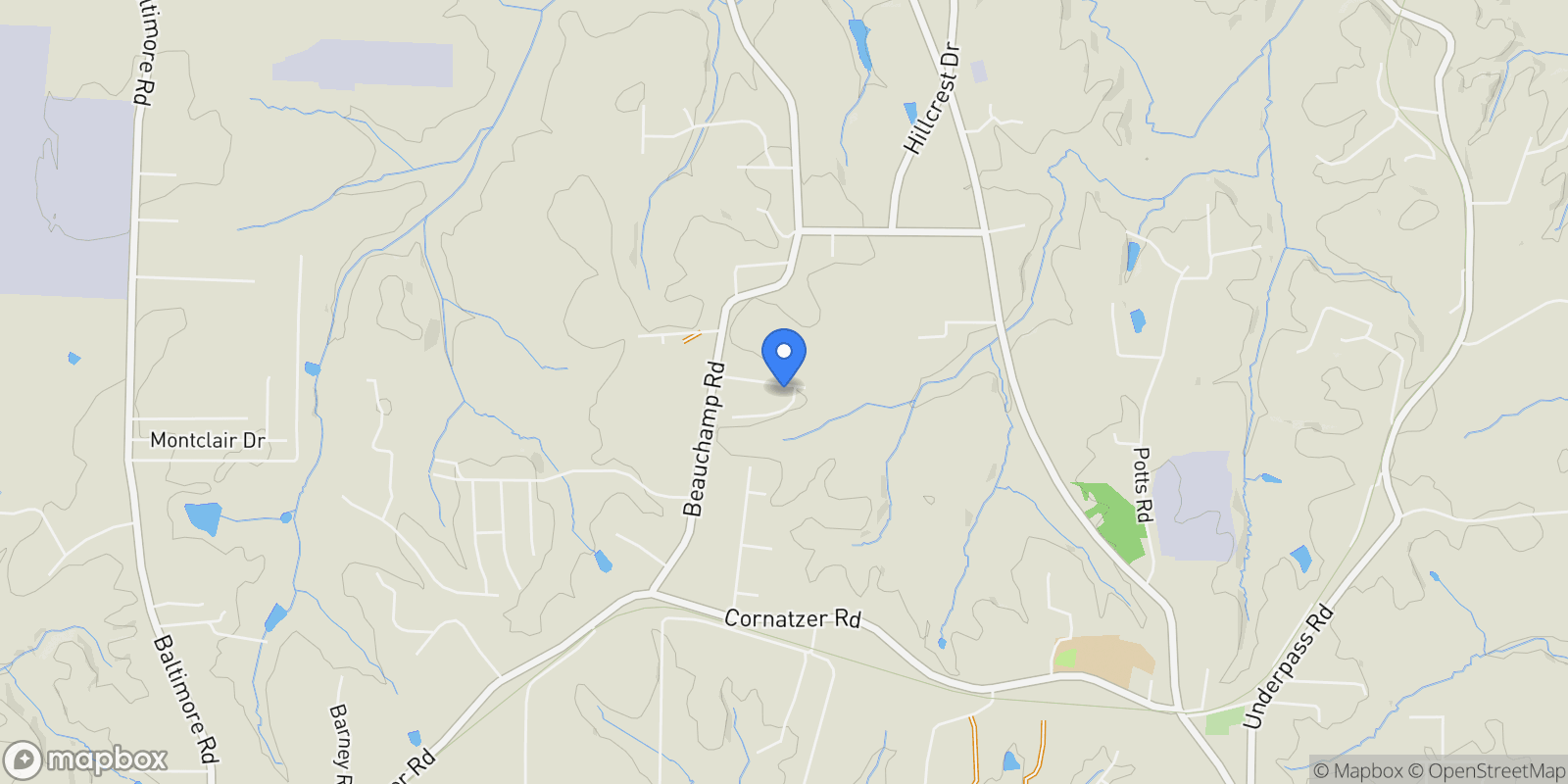 Map showing 170 Lantern Drive, Advance, North Carolina, United States.