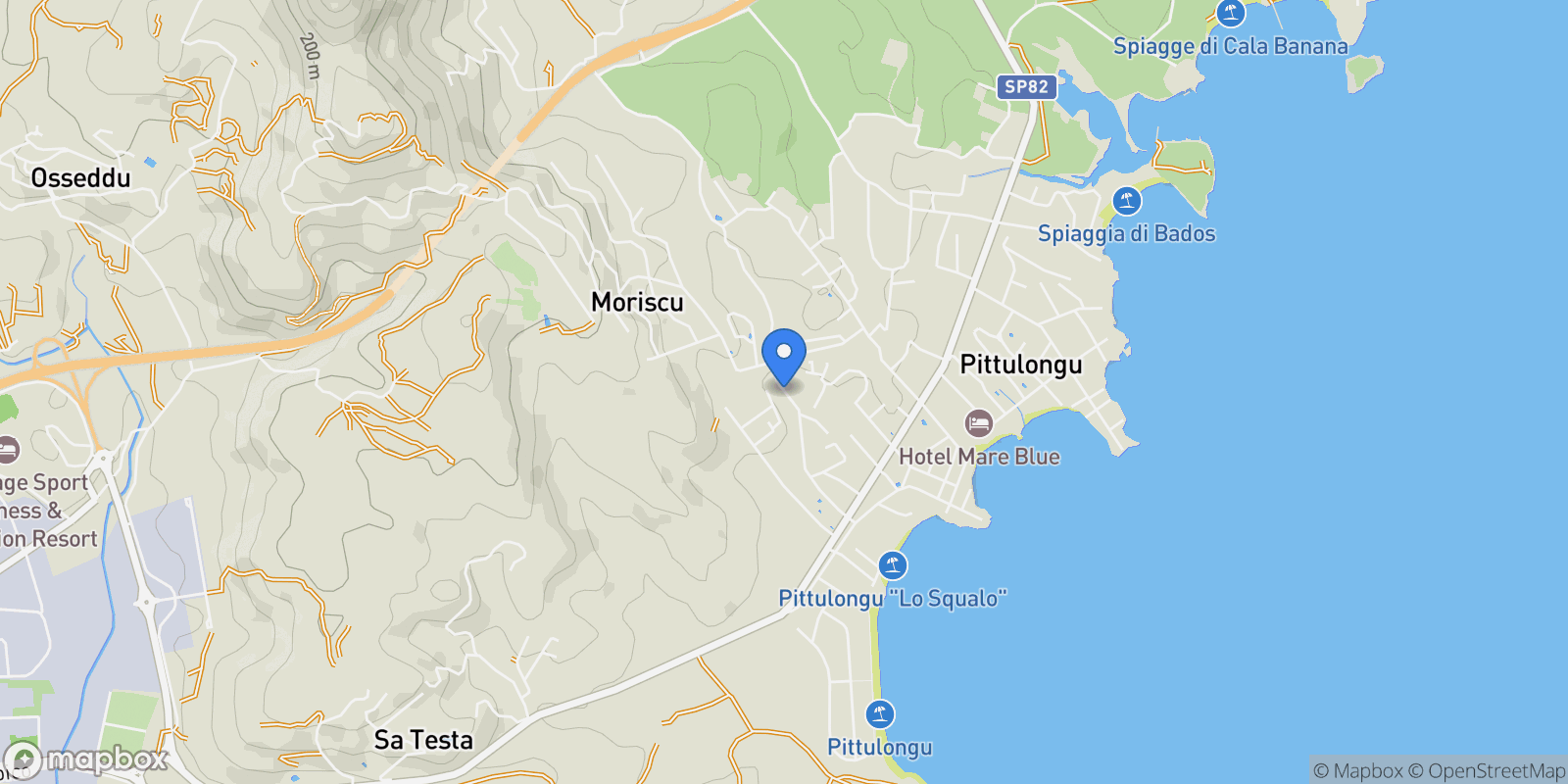 Map showing via dunigheddu, Pittulongu, Sardinia, Italy.