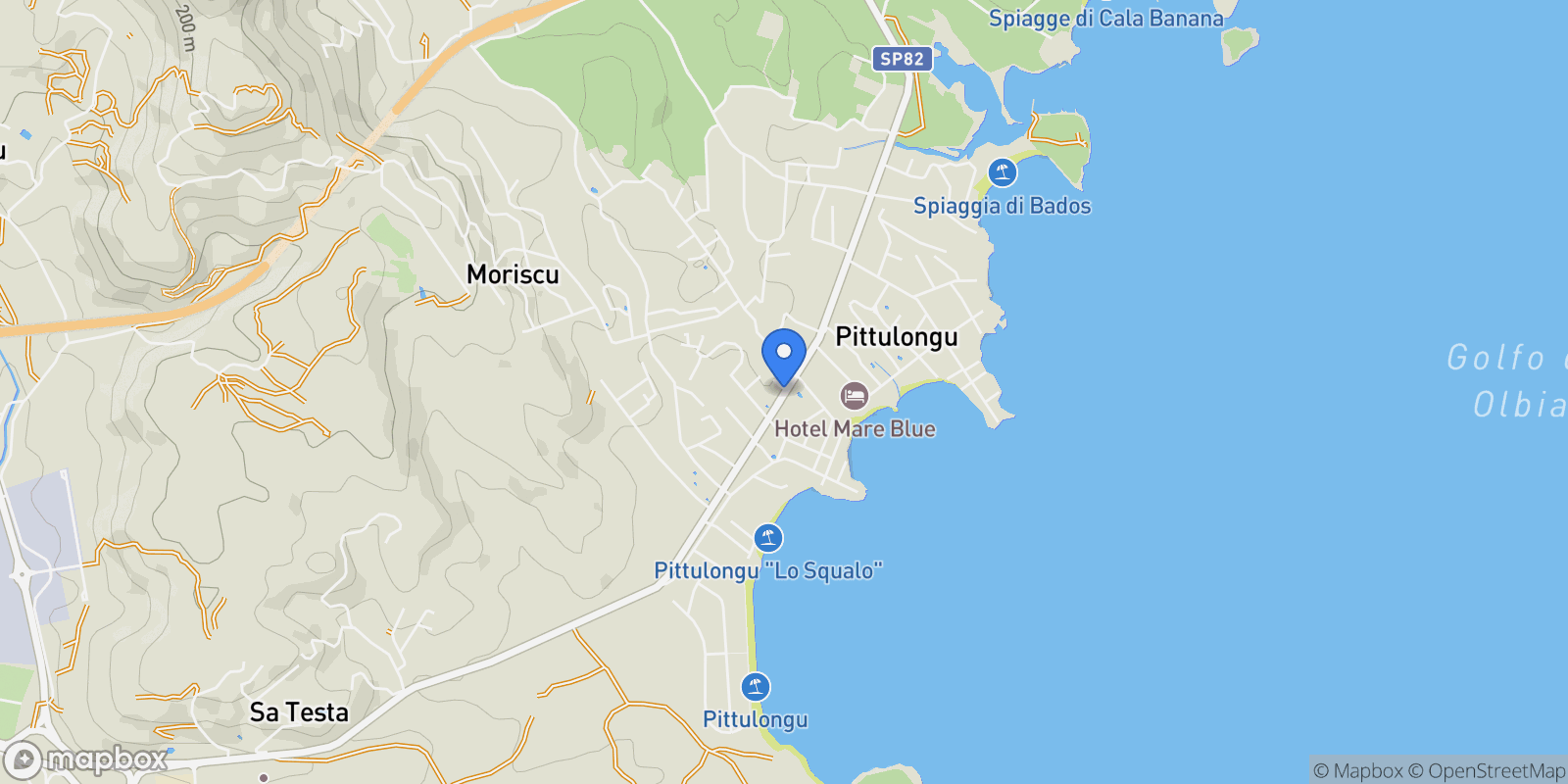 Map showing via del Giglio, Pittulongu, Sardinia, Italy.