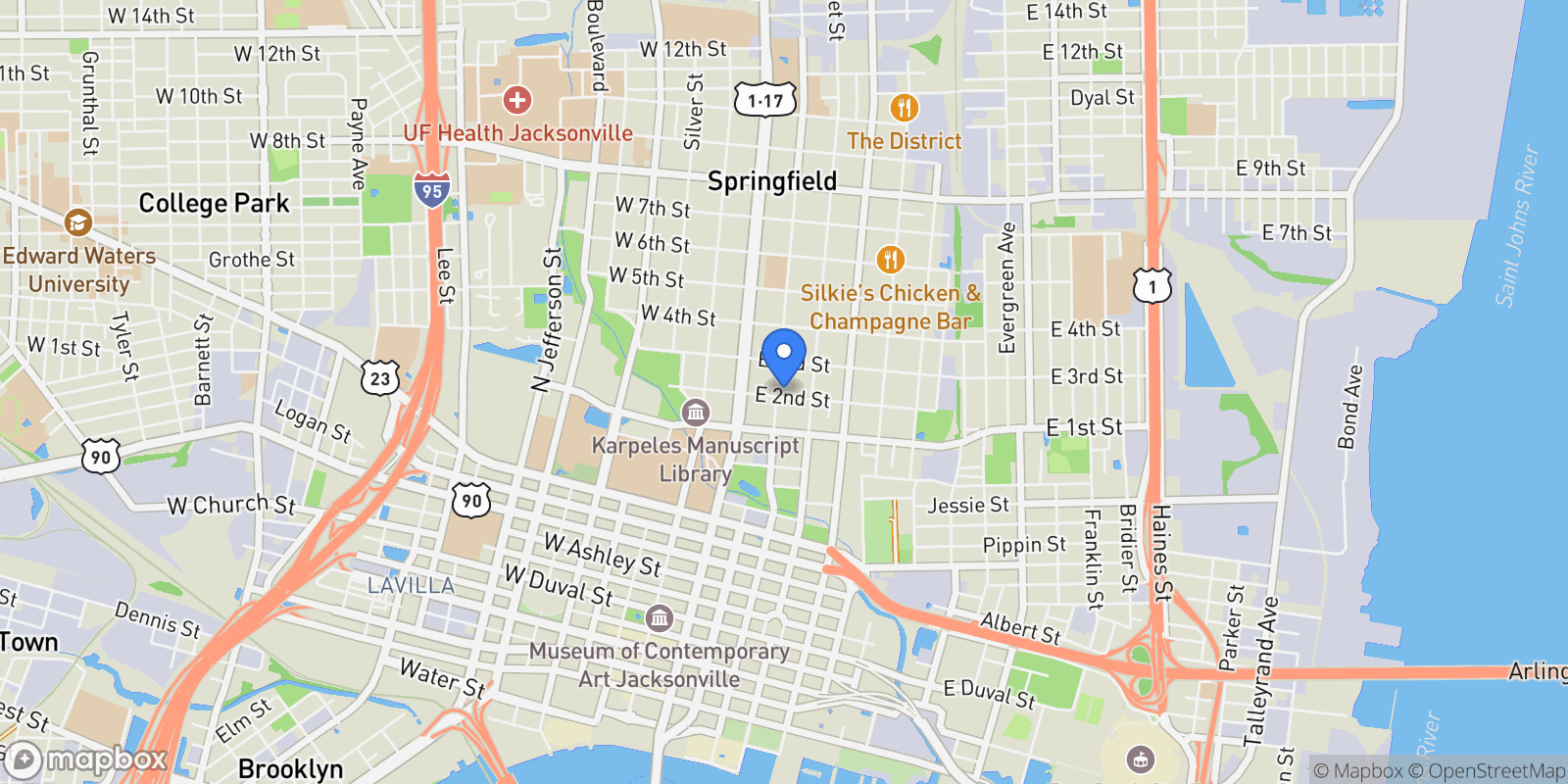 Map showing 1203 Hubbard Street , Jacksonville, FL 32206, Jacksonville, Florida, United States.