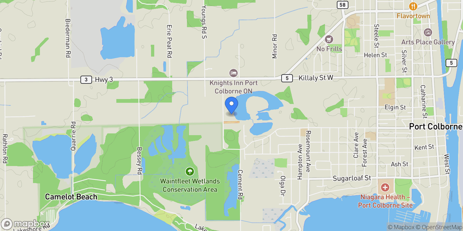 Map showing 10149 CEMENT ROAD, Wainfleet, ON, L3K5V4, CANADA, Wainfleet, Ontario, Canada.