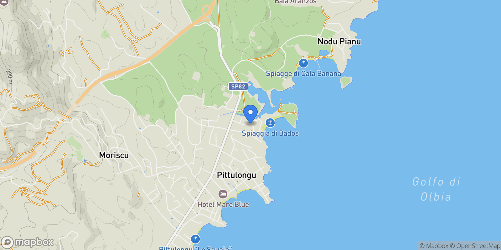 Map showing VIA DEI PESCATORI, Pittulongu, Sardinia, Italy.