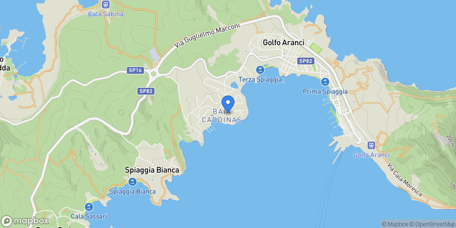 Map showing Golfo Aranci, Sardinia, Italy.