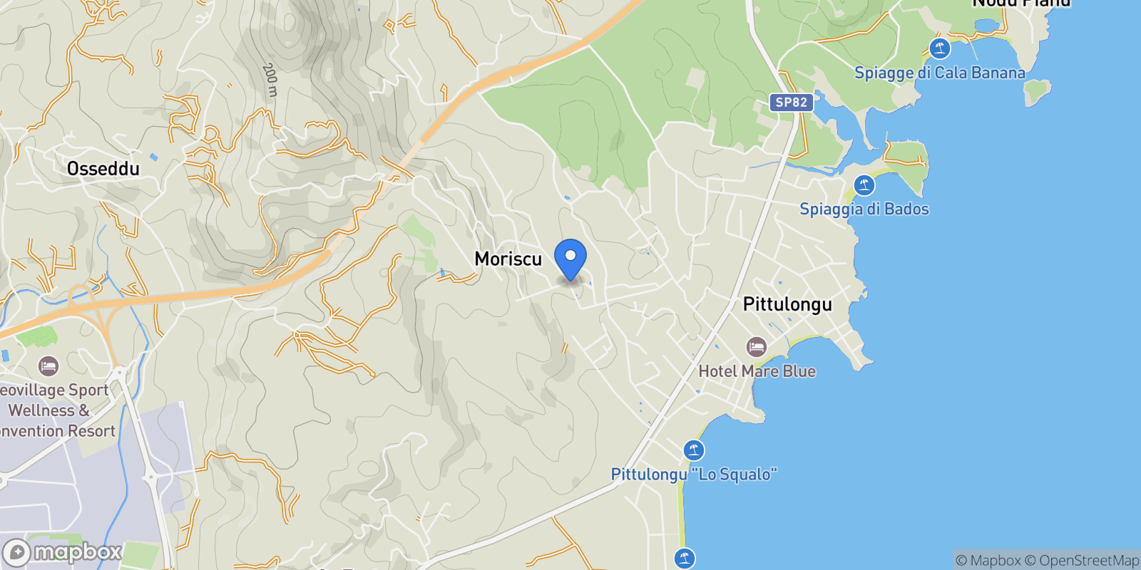 Map showing Via Giuanne Secche, Pittulongu, Sardinia, Italy.