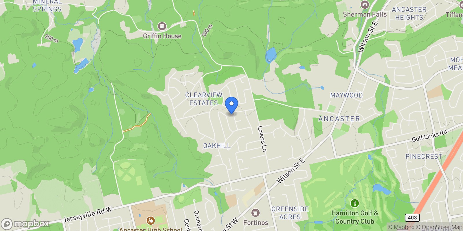 Map showing 1330 CONCESSION 6 ROAD W, Hamilton, ON, L8B1N1, CANADA, Hamilton, Ontario, Canada.