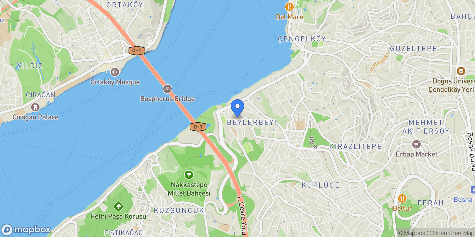 Map showing Beylerbeyi, Üsküdar, Istanbul, İstanbul, Turkey.