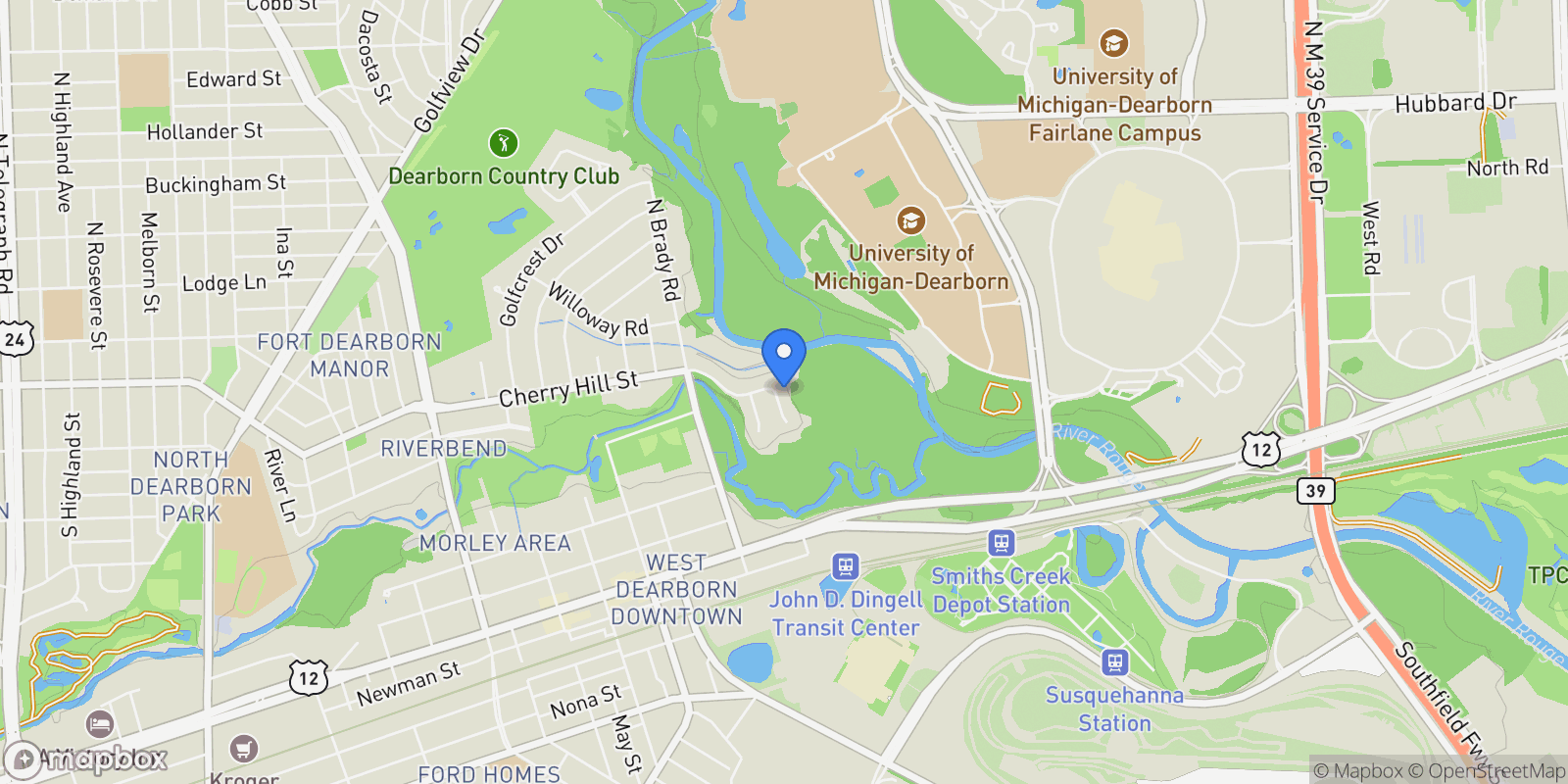 Map showing 9 West Lane, Dearborn, MI 48124, Dearborn, Michigan, United States.