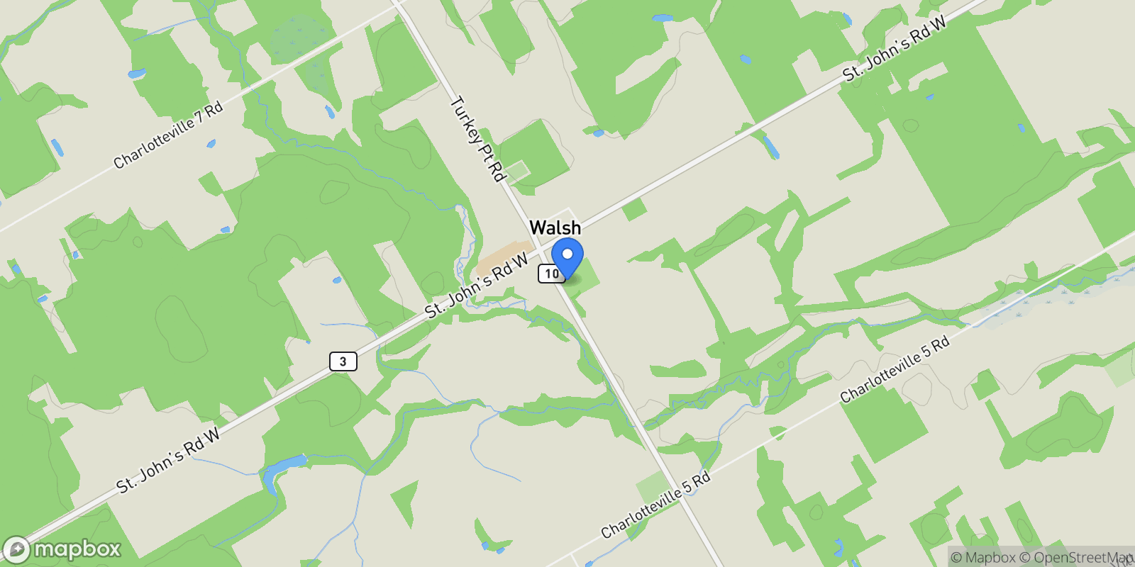 Map showing 1027 CHARLOTTEVILLE Road, Norfolk, ON, N3Y4K1, CANADA, Simcoe, Ontario, Canada.