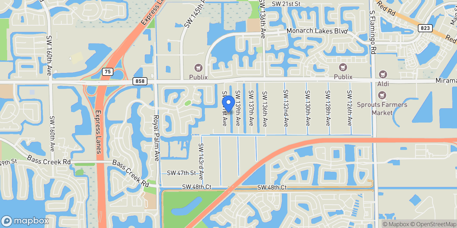 Map showing 3801 SW 141st Ave, Miramar, FL 33027, Miramar, Florida, United States.