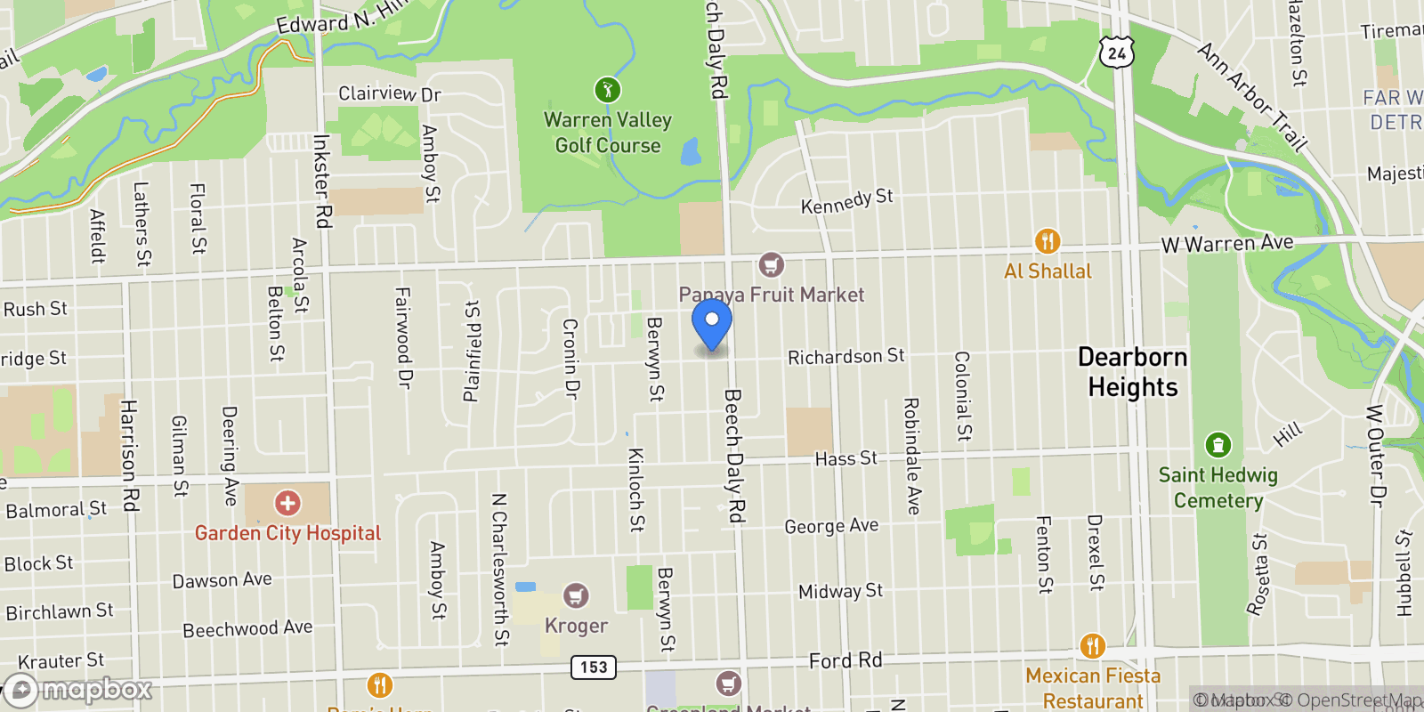Map showing 6804 Centralia Street, Dearborn Heights, MI 48127, Dearborn, Michigan, United States.
