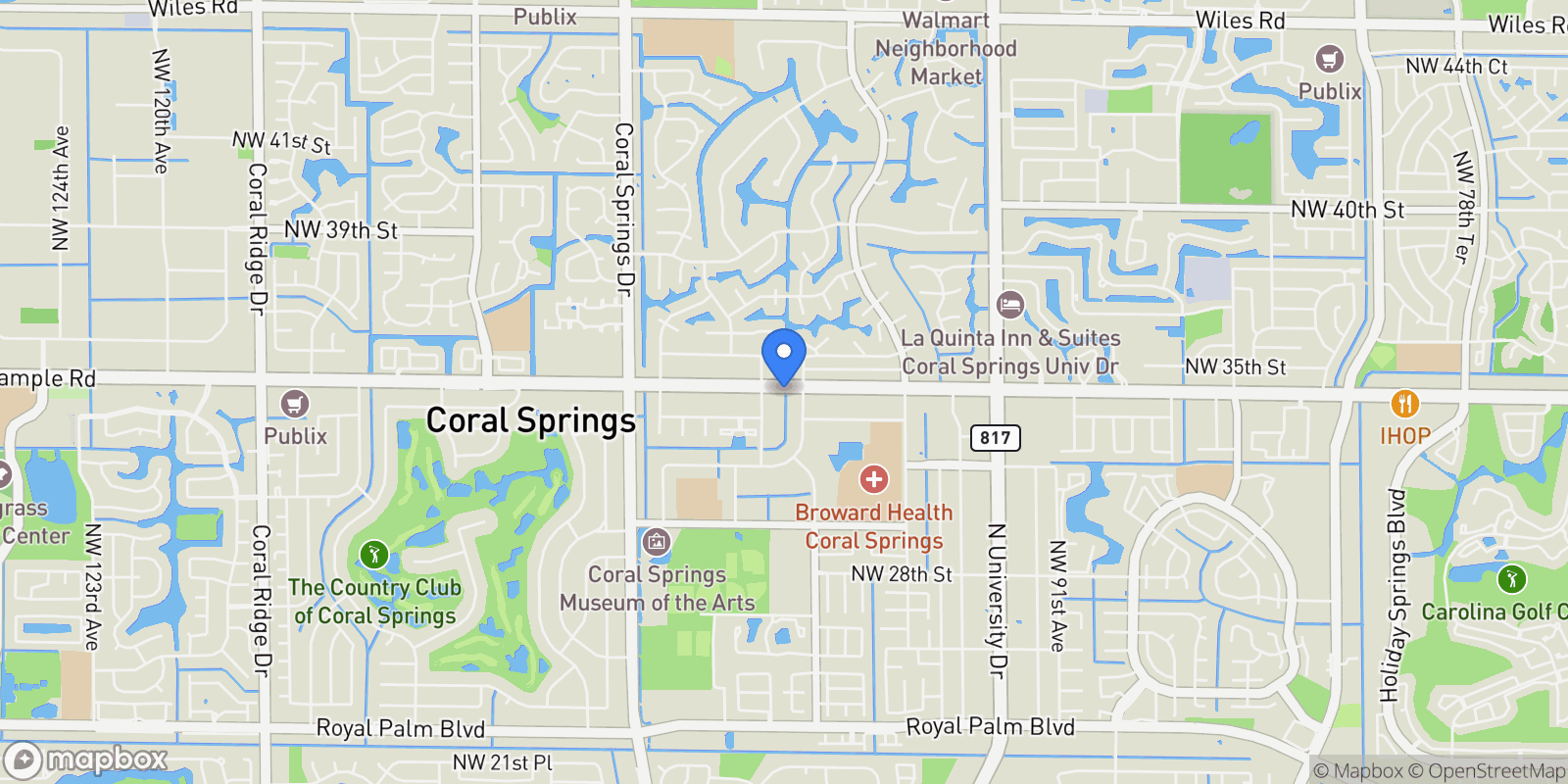 Map showing 27th Riverside Dr, Coral Springs, FL 33065, Coral Springs, Florida, United States.