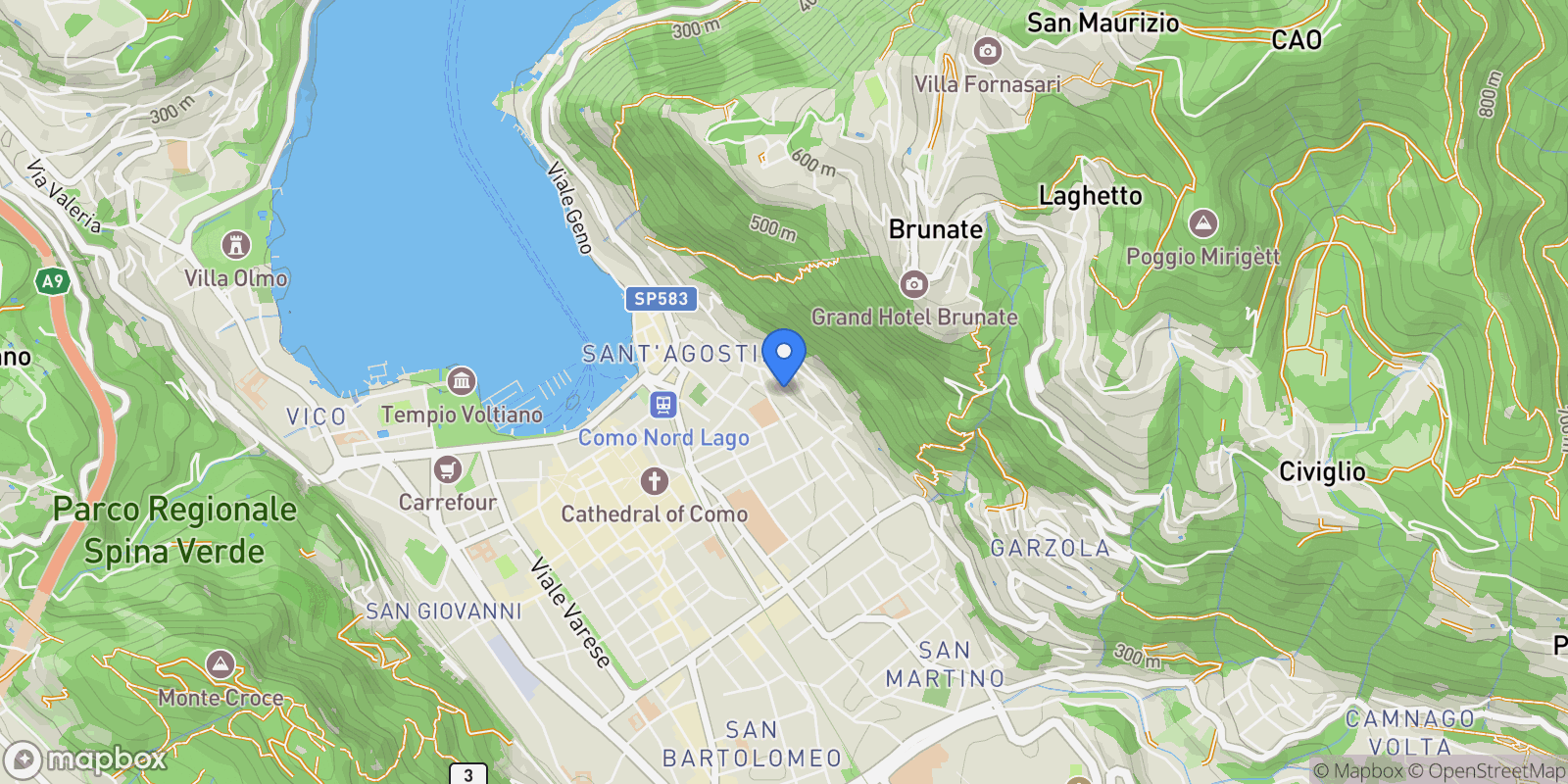 Map showing Via Crispi, Lombardy, Como, Lombardy, Italy.