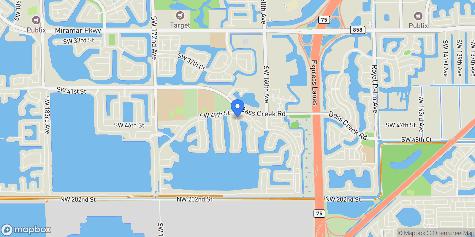 Map showing 16290 SW 49th Ct, Miramar, FL 33027, Miramar, Florida, United States.