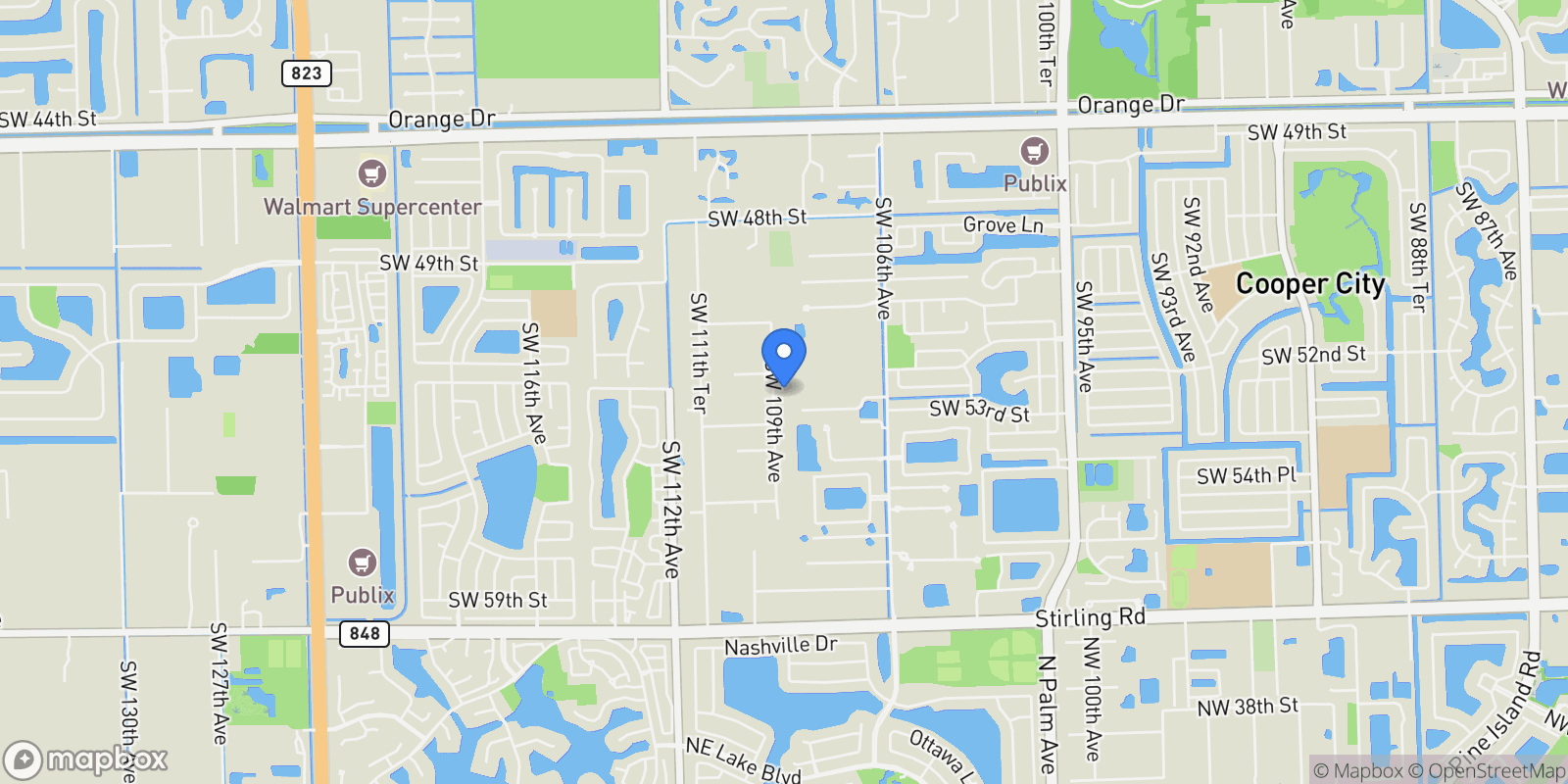 Map showing 5310 SW 109th Ave, Davie, FL 33328, Davie, Florida, United States.