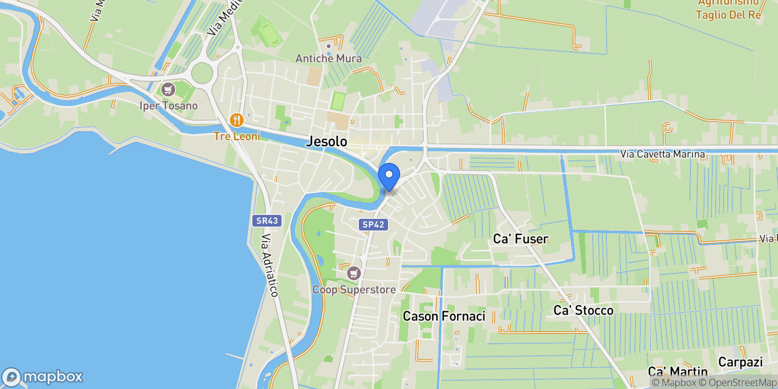Map showing Jesolo, Veneto, Italy.