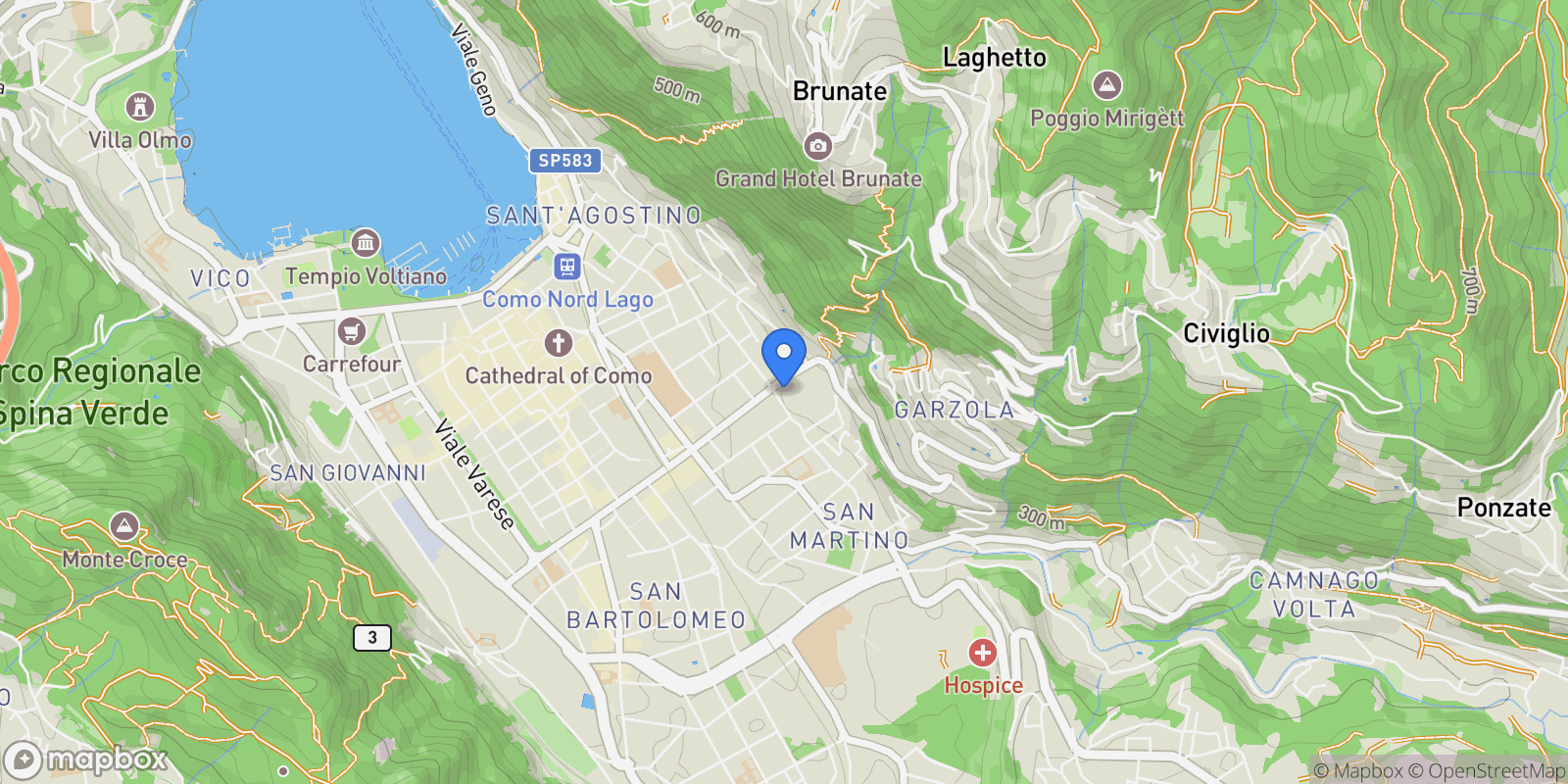Map showing Como, Lombardy, Italy.
