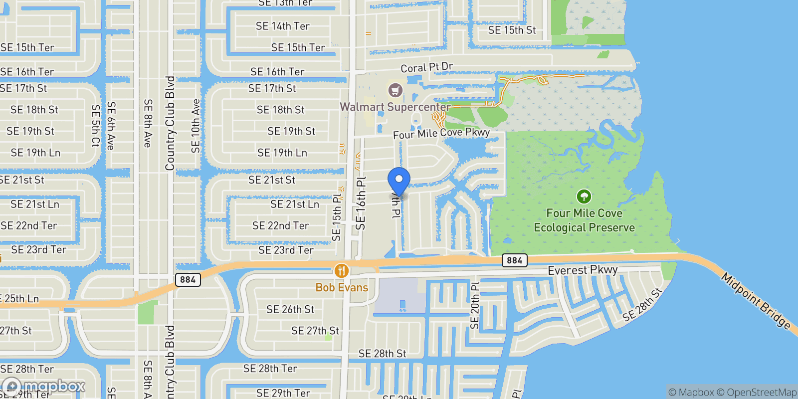 Map showing 2127 SE 17th PL, CAPE CORAL, FL 33990, Cape Coral, Florida, United States.