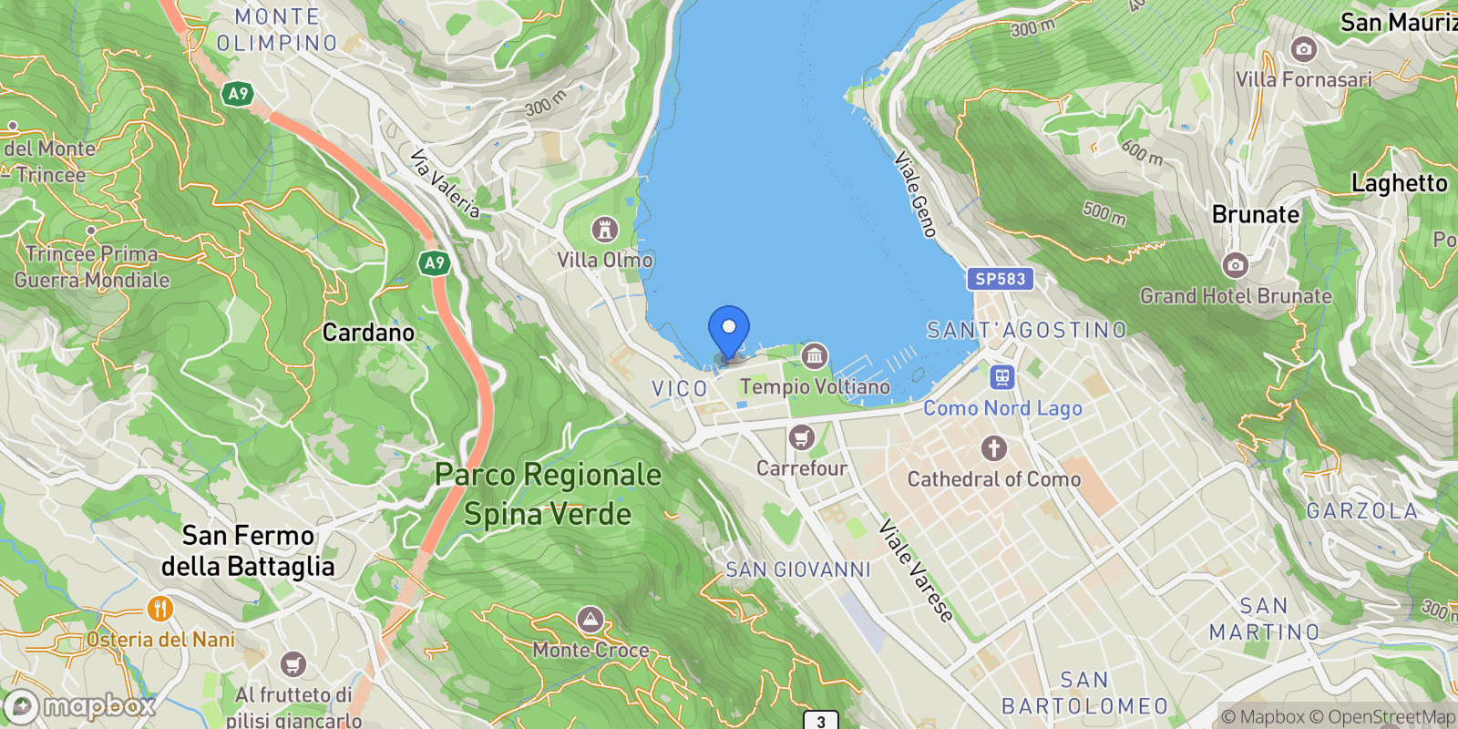 Map showing Como, Lombardy, Italy.