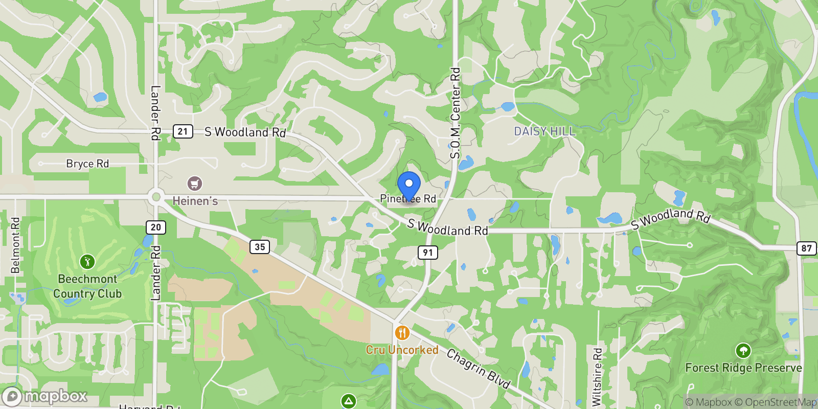 Map showing 33300 Pinetree Road, Pepper Pike, OH 44124, Pepper Pike, Ohio, United States.