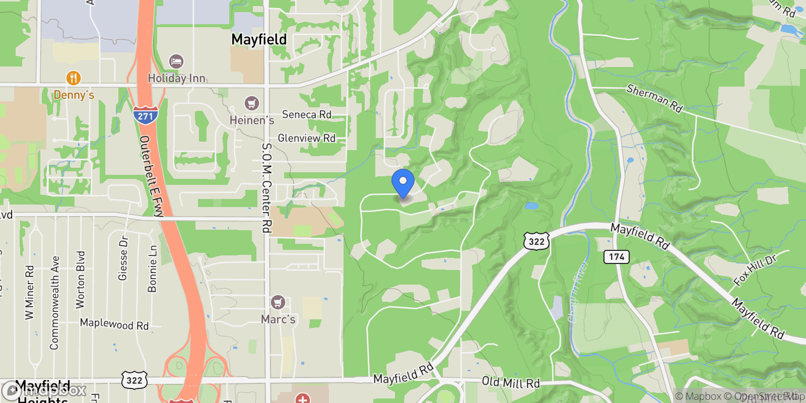 Map showing 1029 Hillcreek Lane, Gates Mills, OH 44040, Gates Mills, Ohio, United States.