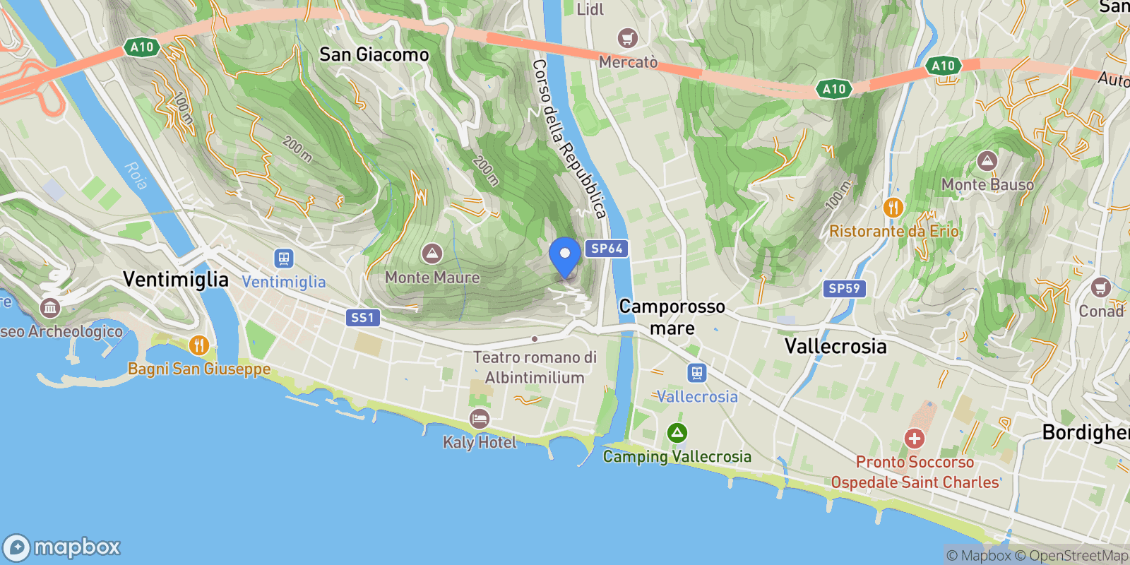 Map showing VIA COLLASGARBA, Ventimiglia, Liguria, Italy.