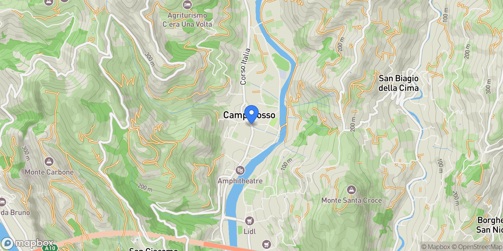 Map showing Camporosso, Liguria, Italy.