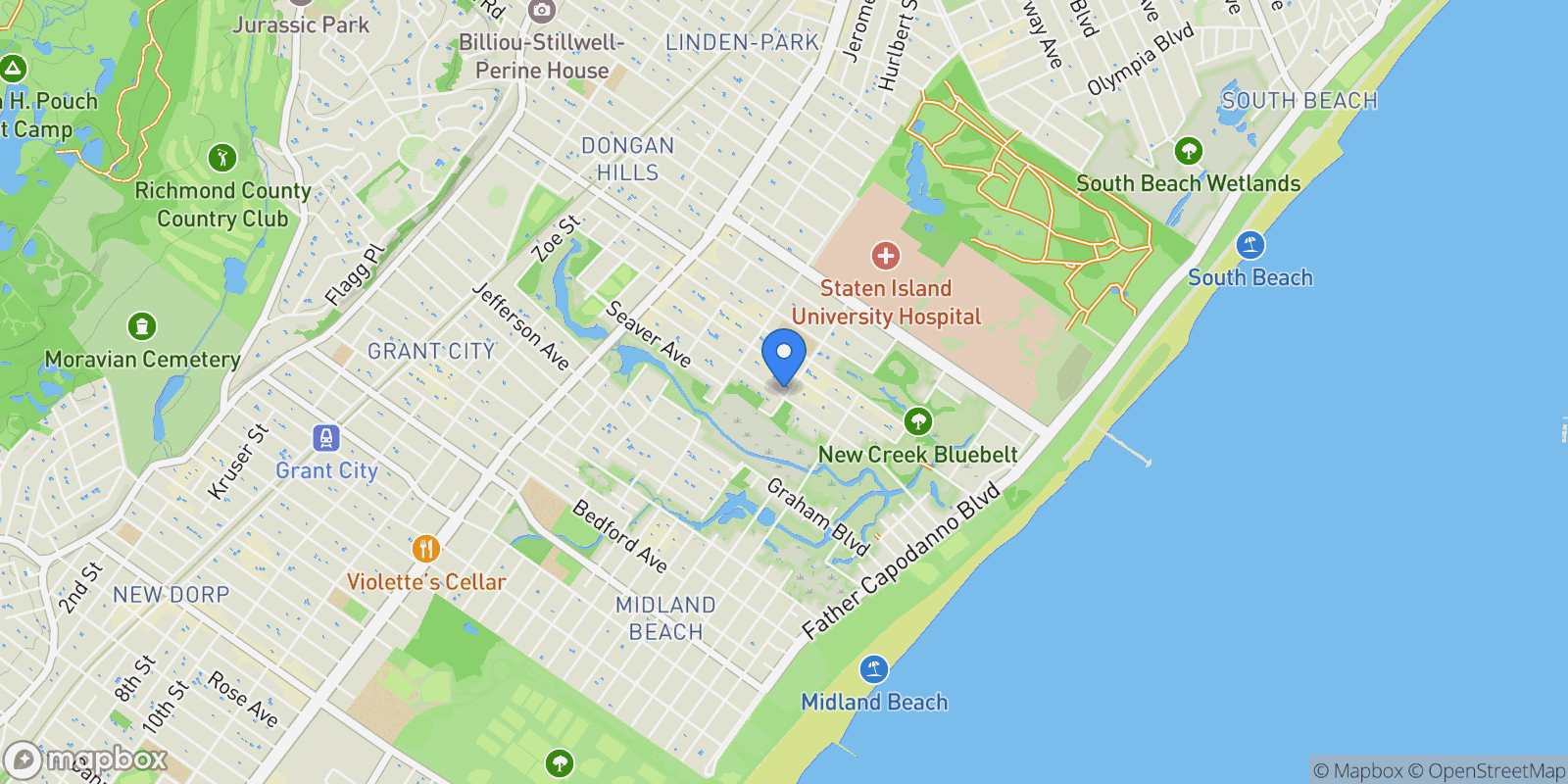 Map showing 197 Slater Boulevard, New York, New York, United States.