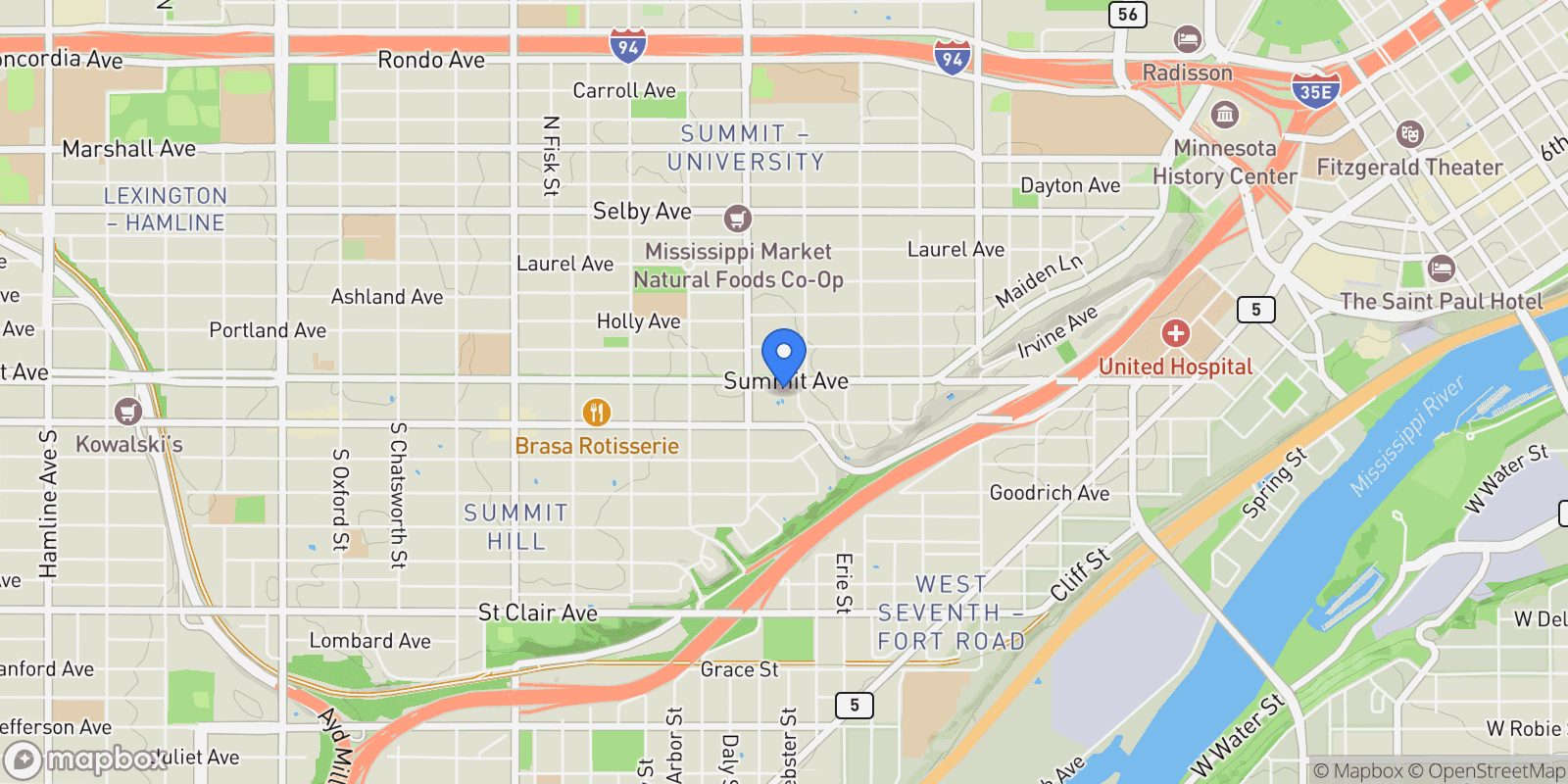Map showing 582 Summit Avenue, Saint Paul, MN, 55102, USA, Saint Paul, Minnesota, United States.